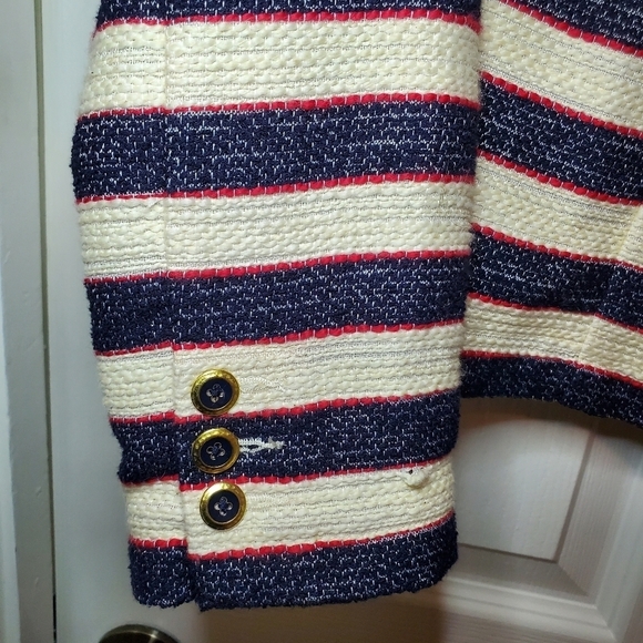 Cabi Cruise Tweed Blazer #5094 Nautical Striped Jacket Womens size 6 - Picture 6 of 12